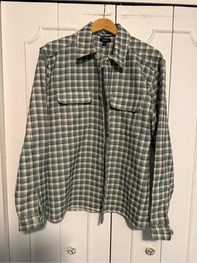 Reiss Green and Cream Plaid Shirt Jacket